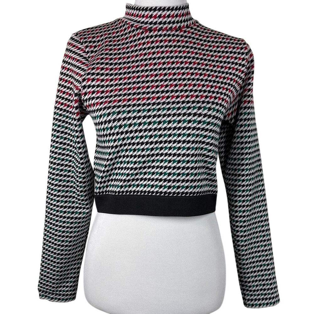 Fabletics Camryn Houndstooth Seamless Crop Top, Size XL